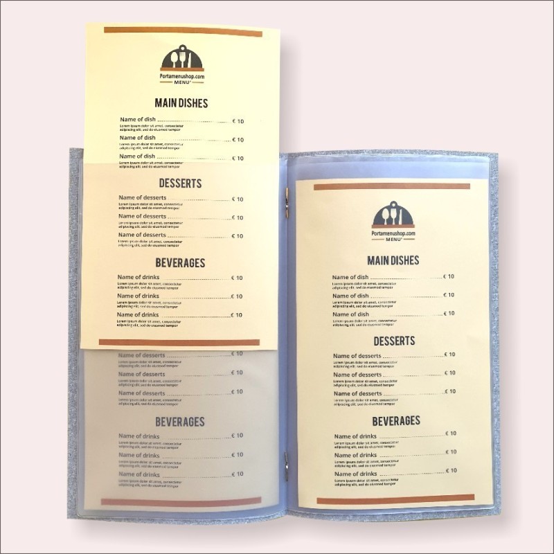 Porta menu ristorante cuoio A0020 tortora